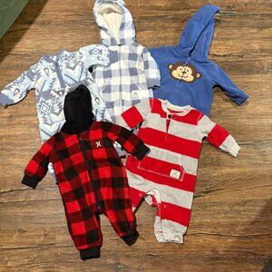 Baby Boy fleece winter one piece romper bundle